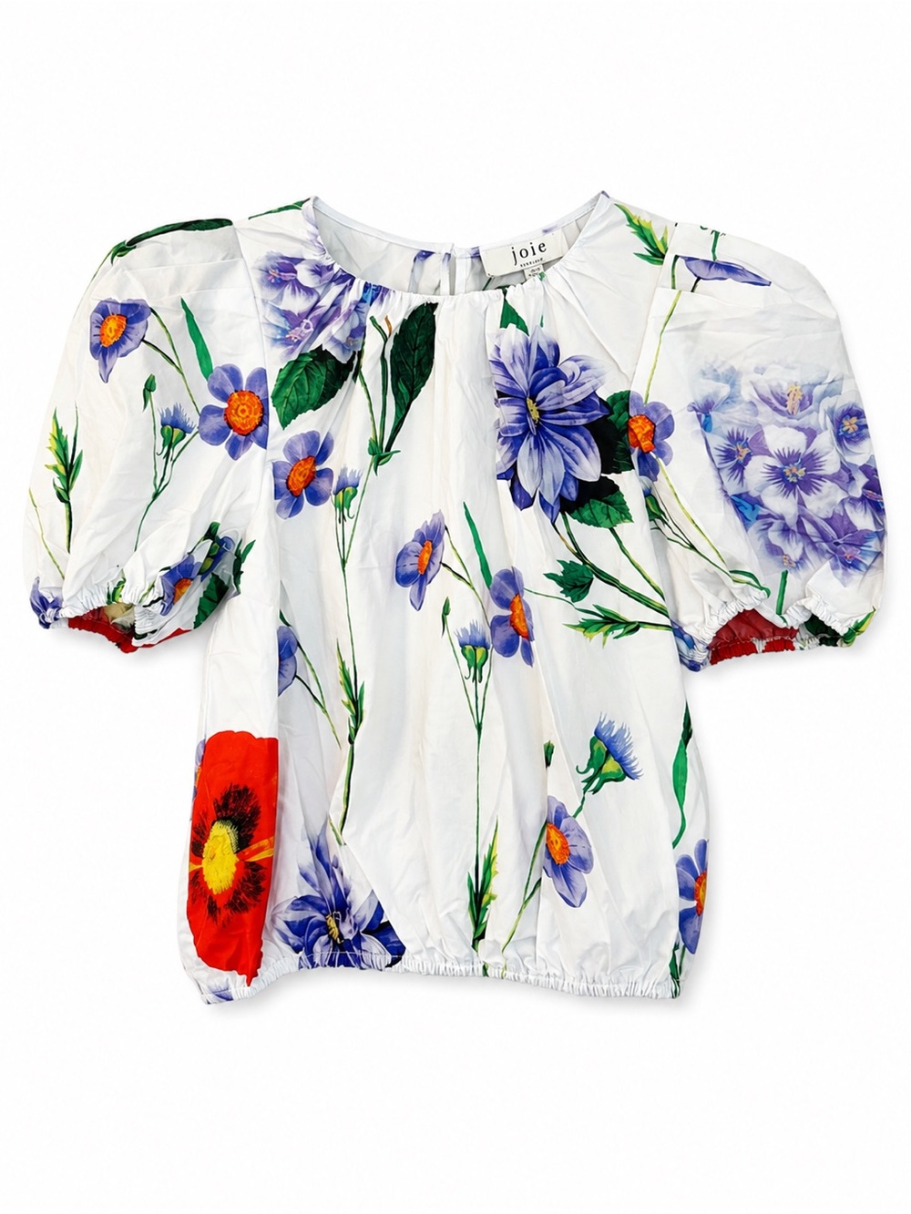 🌺🪻Joie Floral Puff Sleeve Cotton Poplin Blouse | Size S - Picture 2 of 6